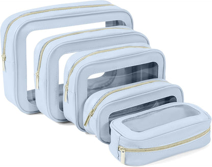 YOPCDJ 5PCS Diaper Bag Organizer Pouch Set, TSA Approved Toiletry Bag，Clear Waterproof TPU Makeup Bag Set Travel Organizer Bags for Women and Kids