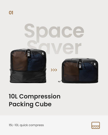 tomtoc 3 Set Packing Cubes for Travel, Compression Expandable Organizers
