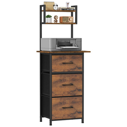 Snughome 3 Drawer Tall File Cabinet with 19.7'' Extended Desktop, 3-Tier Filing Cabinet for Home Office 51.6''H Vertical File Cabinet Printer Stand with Drawers, Fits A4/Letter/Legal,Rustic Brown