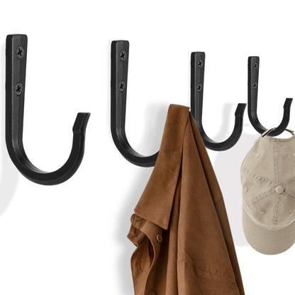 5 Pack Heavy Duty Wall Hooks, Decorative Coat Hooks, Hooks for Hanging Cast Iron Skillets, as Well as Backpacks, Coats, etc, Multi-Layer Electroplated, Indoor and Outdoor Use(Black)