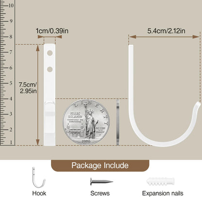 10-Pack 22LB Wall Hooks for Hanging Towel/Coat, White