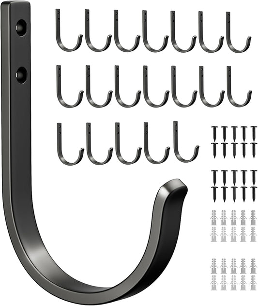 20-Pack Door Hooks for Coat and Towel Black