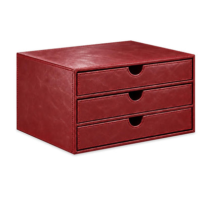 UnionBasic Document Organizer, 3-Drawer File Cabinet Document Storage Box, Office Desktop Filing Organizer, Black with Wood Grain Drawers