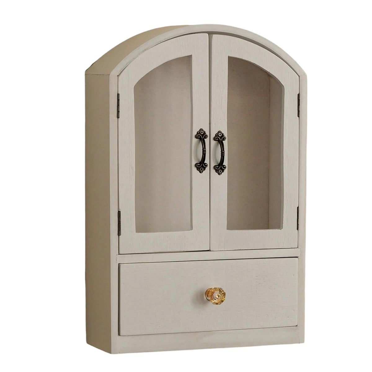 Vintage Wall Shelf, Desktop Storage Cabinet, White with Doors