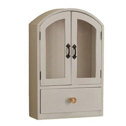 Vintage Wall Shelf, Desktop Storage Cabinet, White with Doors