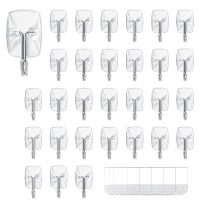MOVELYST Clear Wall Hooks for Hanging, 30 Hooks+40 Strips, Value Pack (S)