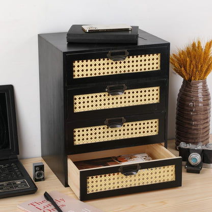 GoooodGIFT Wooden Drawers Large Wooden Box with Drawer, Black
