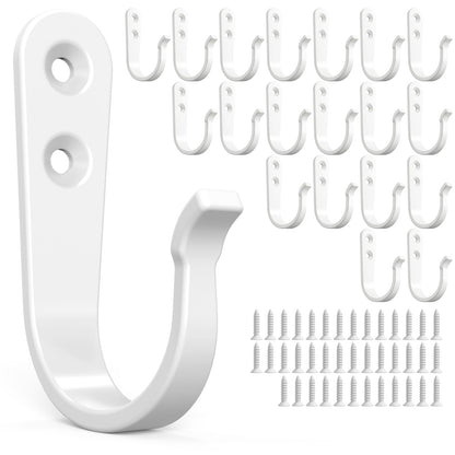 BREYDROK 20Pack Towel Hooks for Bathroom, Heavy Duty Black Metal Wall Hooks