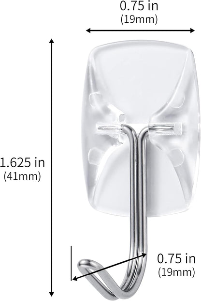 MOVELYST Clear Wall Hooks for Hanging, 15 Hooks+30 Strips, Value Pack (S)