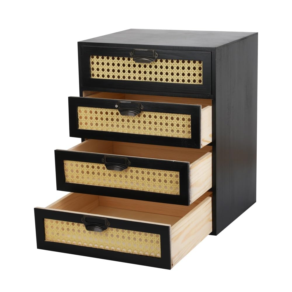 GoooodGIFT Wooden Drawers Large Wooden Box with Drawer, Black