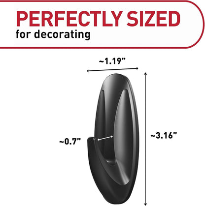 Command Medium Black Designer Hooks, 9 Hooks, 12 Strips