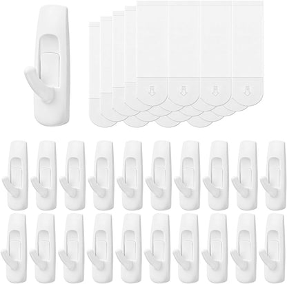 20 pcs Small wall Hooks for Hanging Heavy Duty, with 24 no Damage Adhesive Removable Strips Towel Hanger for Bathroom, Dorm Essentials forwreath,hat,Coat