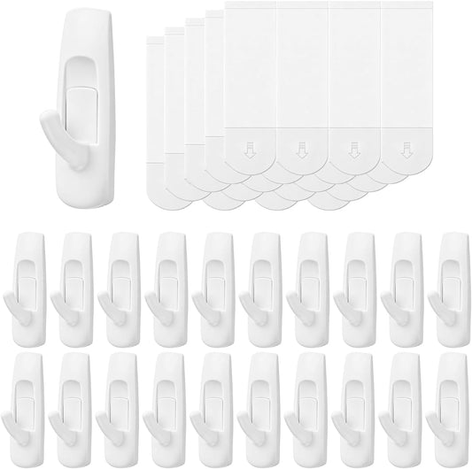 20 pcs Small wall Hooks for Hanging Heavy Duty, with 24 no Damage Adhesive Removable Strips Towel Hanger for Bathroom, Dorm Essentials forwreath,hat,Coat