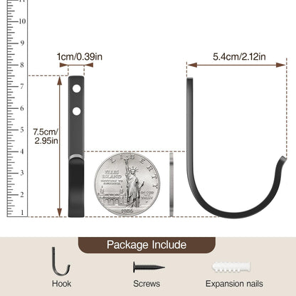 20-Pack Door Hooks for Coat and Towel Black