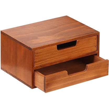 4 Drawer Desktop Storage Organizer in Modern Wood Design (9.8”x6.9”x 9.8”) 4-Drawer Stackable Drawer Unit - Vanity Accessories Organizer (1-Pack)