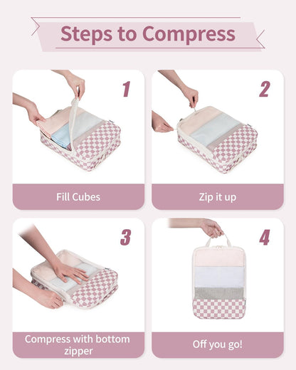 Narwey Compression Packing Cubes for Women Kids, Travel Organizer Bags