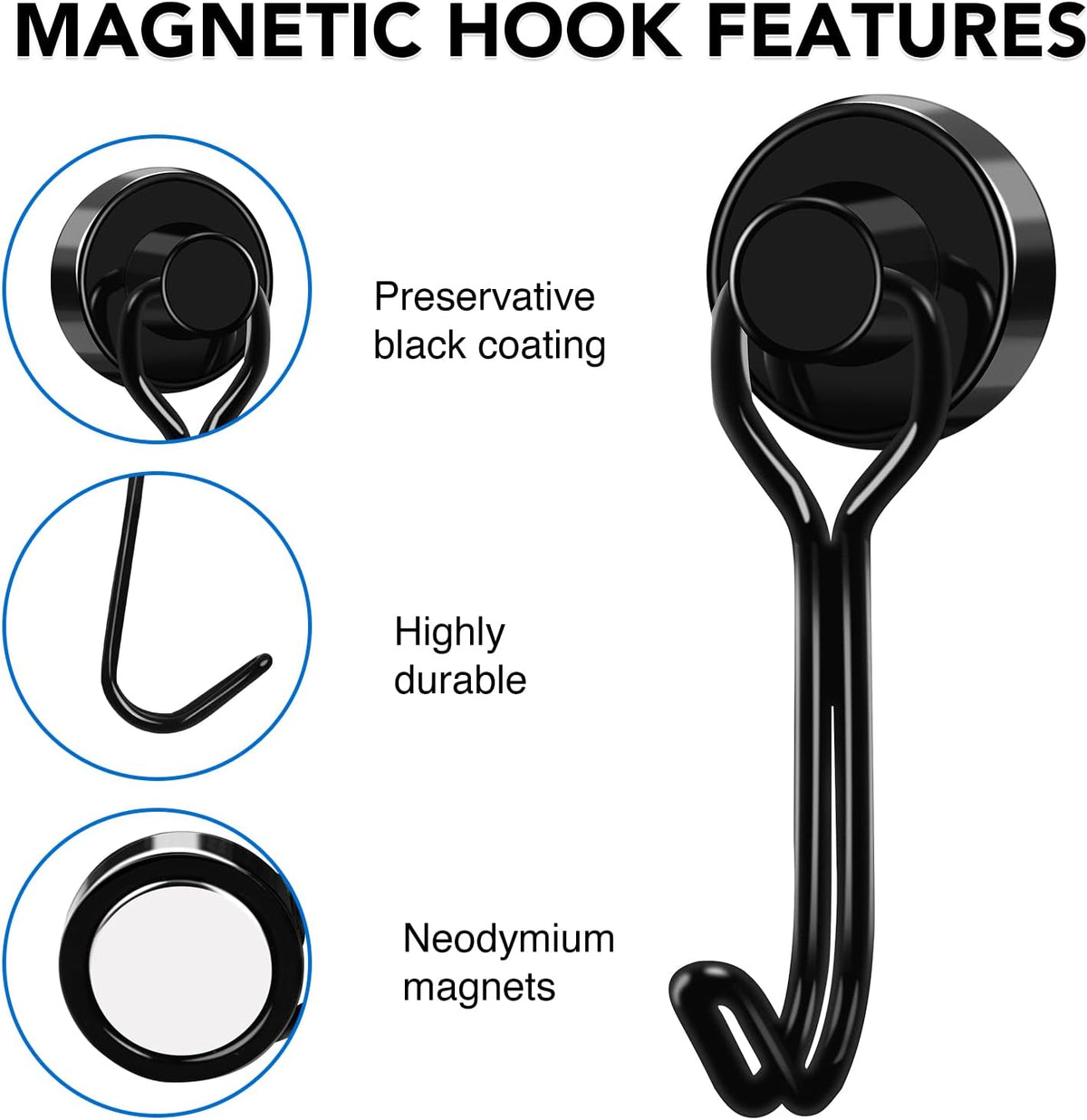 LOVIMAG Magnetic Hooks Magnet Hook for Cruise Cabins Fridge 30LBS 6Pack