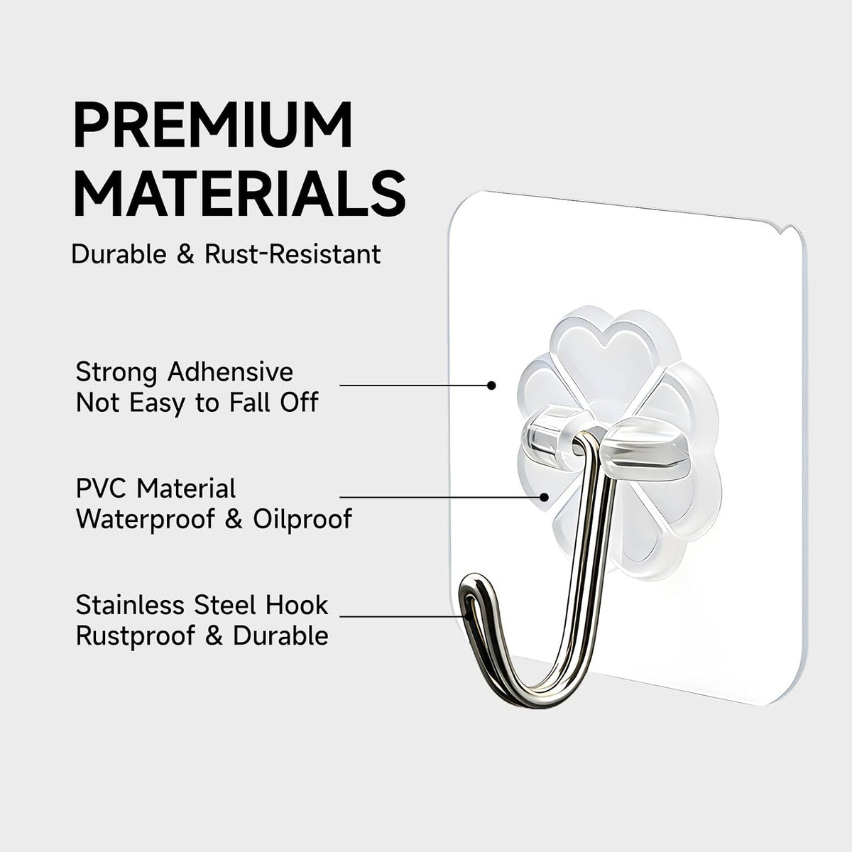 16 Pack Clear Adhesive Hooks for Hanging, Towel hooks,Heavy Duty 22lb