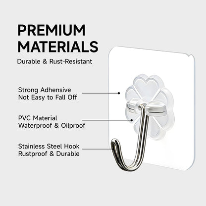 16 Pack Clear Adhesive Hooks for Hanging, Towel hooks,Heavy Duty 22lb