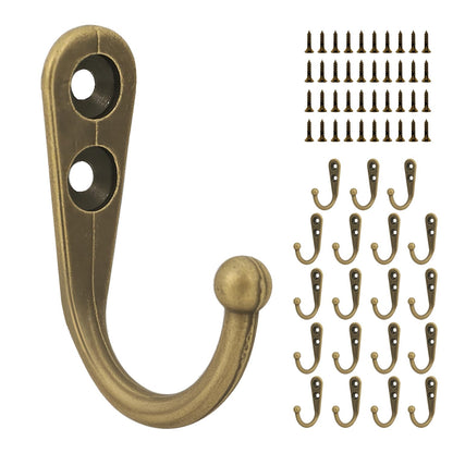 20 Pcs Key Hooks Coat Hooks for Hanging, Key Holder, Wall Mount Hook with Stainless Steel Screws, Black Hooks Utility Hangers for Key, Hat, Cup, Coat, Picture (Black)