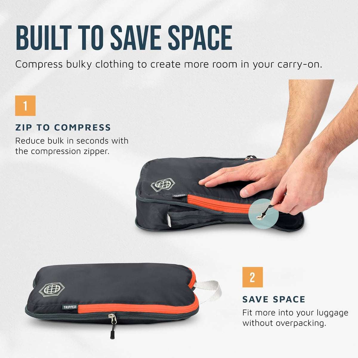 TRIPPED Travel Gear Compression Packing Cubes for Carry-On Travel 6-Pack