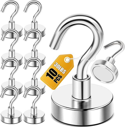 DIYMAG Magnetic Hooks, Strong Magents 10 Pack 30lbs for Cuise Cabins Ship