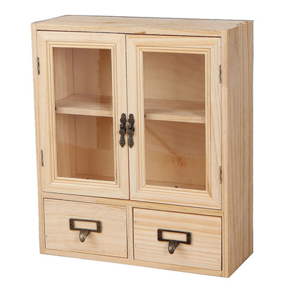 Narrow Vintage Pine Apothecary Cabinet 2 Door 2 Drawer Burlywood