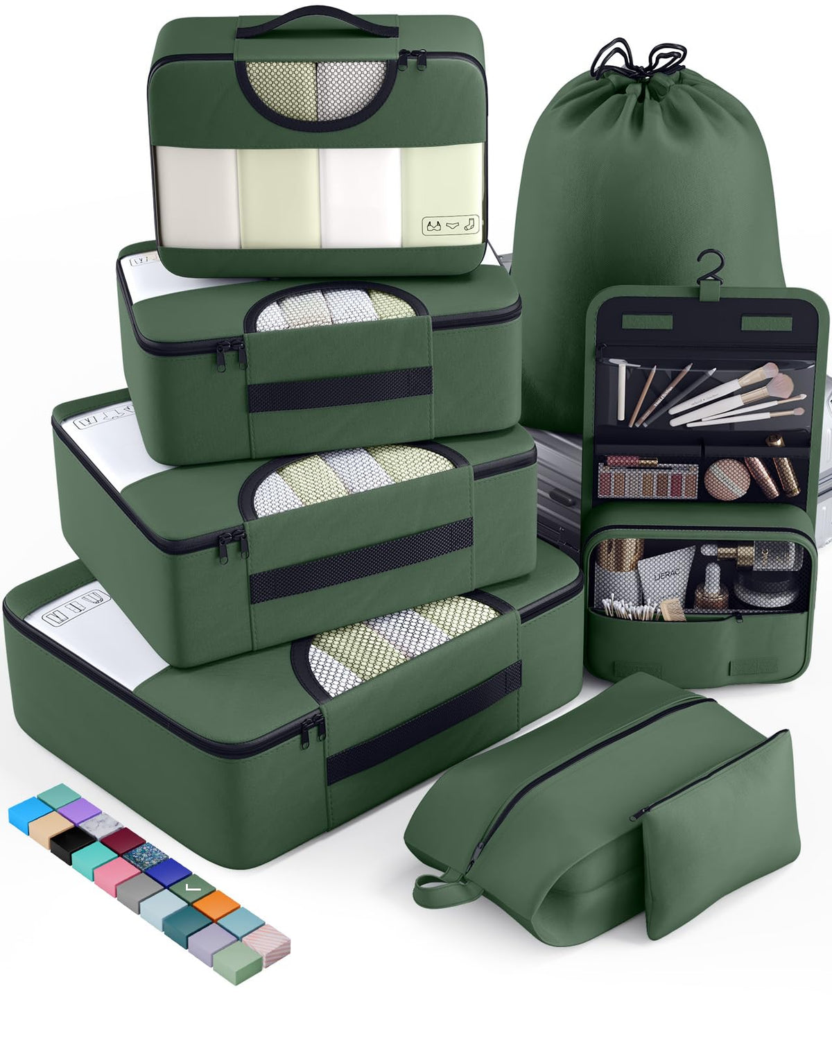Veken 8 Set Packing Cubes for Travel Essentials, Suitcase Organizer Bags in 4 Sizes, Carry-On Luggage Accessories with Laundry Bag, Airplane Must Have, Gifts for Women Men