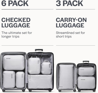 Aerotrunk Ultralight Compression Packing Cubes for Travel, 6-Pack, Grey