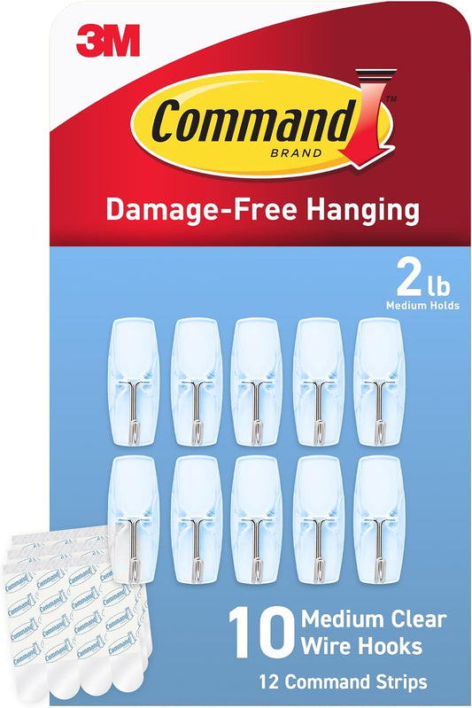 Command Medium Clear Wire Hooks, 6 Hooks, 8 Strips