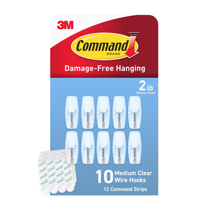 Command Medium Clear Wire Hooks, 6 Hooks, 8 Strips
