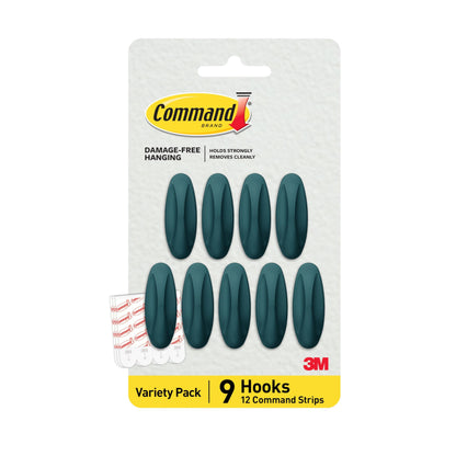 Command Medium Black Designer Hooks, 9 Hooks, 12 Strips