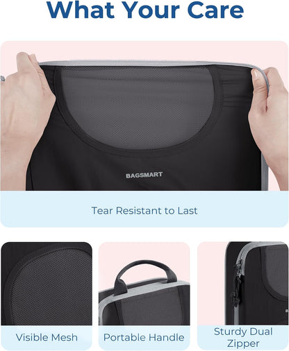 BAGSMART 6 Set Compression Packing Cubes, Travel Luggage Organizer Bags