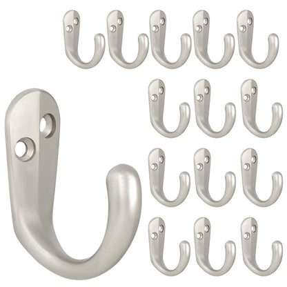 IBosins 20PCS Coat Hooks Wall Mounted Silvery Single Prong Robe Hook