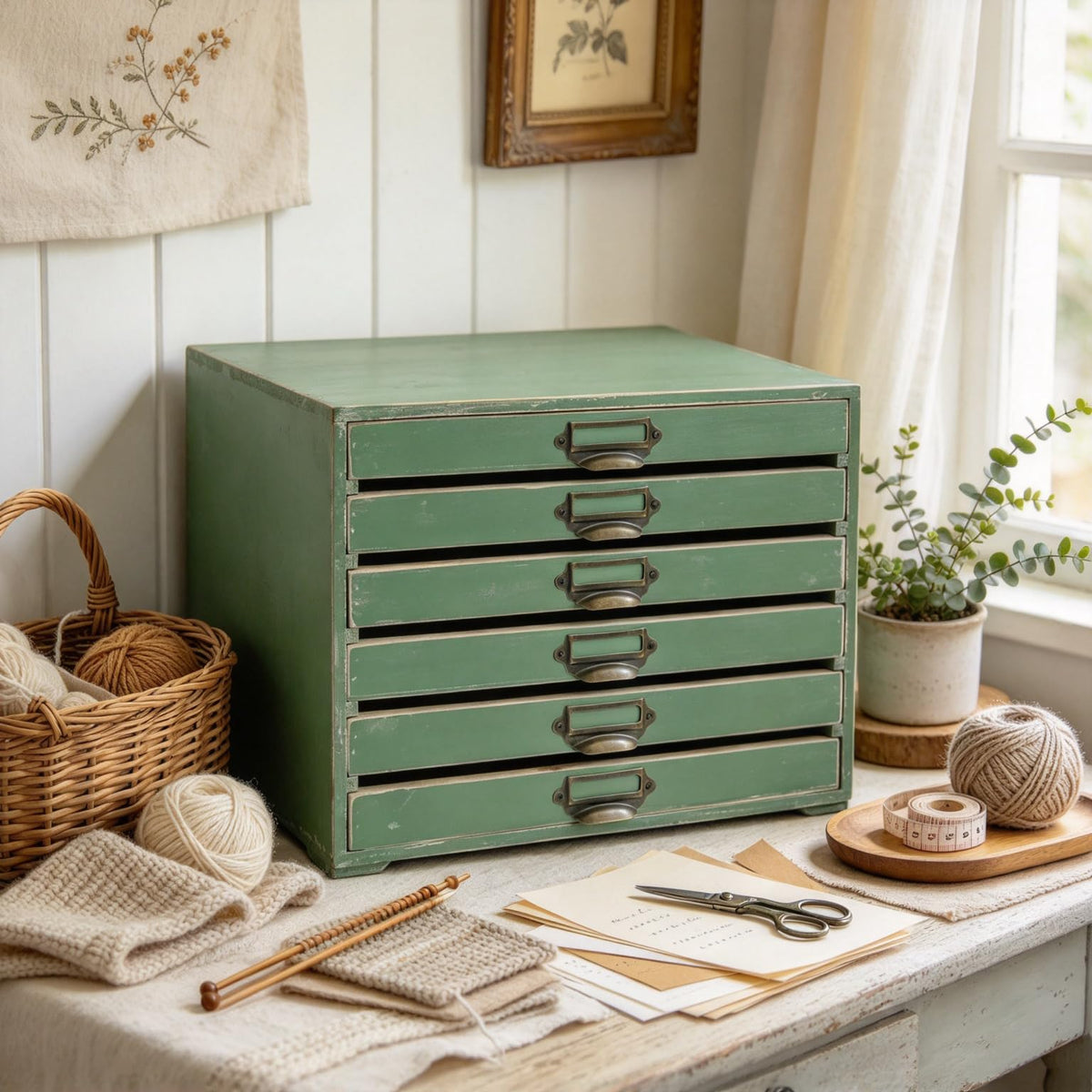 Wooden Desktop Organizer Cabinet with 6-Drawer Rustic Wood Shelf Drawer Antique Card Catalog Cabinet Distressed Decor Jewelry Cosmetics Craft Paper Storage Box for Home Office