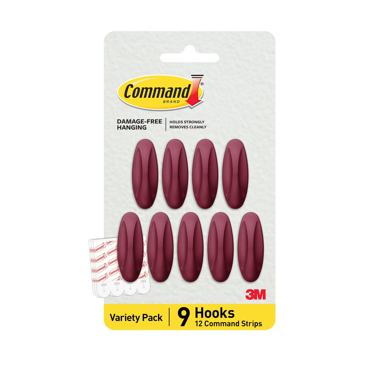Command Medium Black Designer Hooks, 9 Hooks, 12 Strips