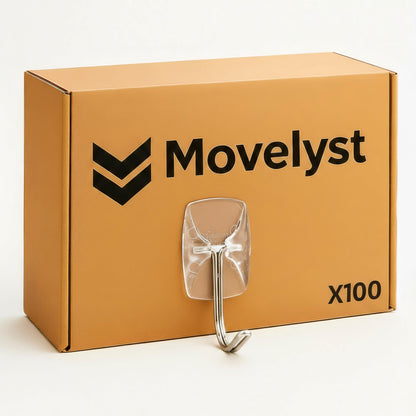 MOVELYST Clear Wall Hooks for Hanging, 15 Hooks+30 Strips, Value Pack (S)
