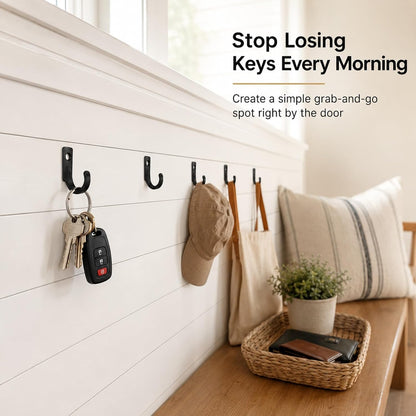 58 Pieces Small Key Hooks, Screw in Hooks, Black