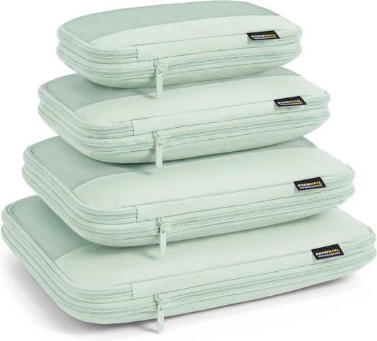 4 Piece Compression Packing Cubes for 3–7 Day Travel, Light Green