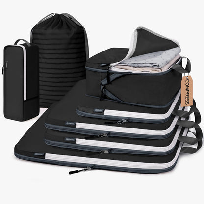 CherryNow 7 Set Packing Cubes for Travel Women, Suitcase Organizer, Beige