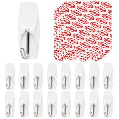 Sinfuo 24 Hooks for Hanging Variety Pack, Adhesive Wall Hooks Heavy Duty with 36 Stirps,no Damage Large midium Small Sticky Utility Hooks for Outdoor、Tower、Keys
