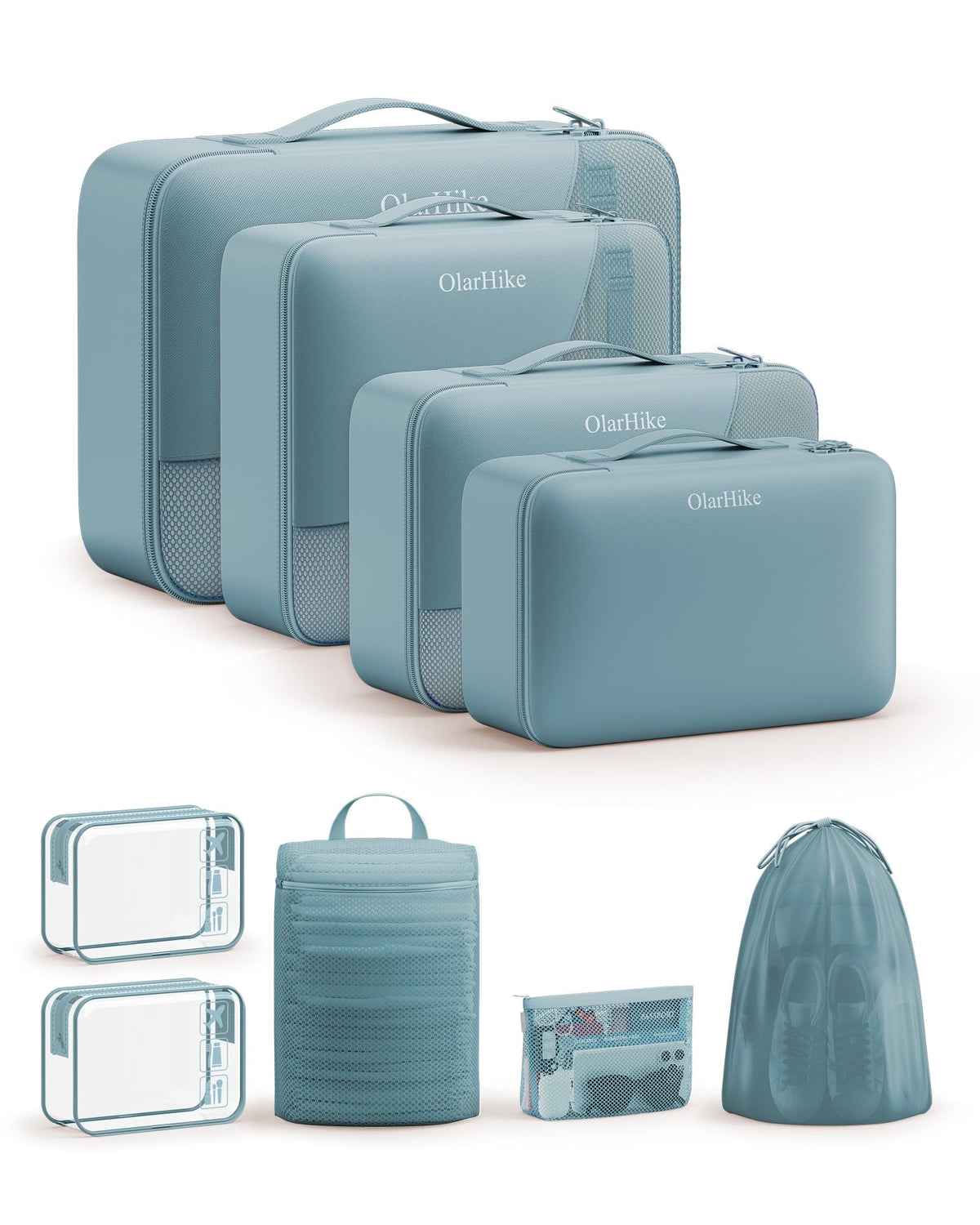 OlarHike Packing Cubes for Travel,Gifts for Women Mom,Anti-Tearing Suitcase Organizer for Luggage with Shoe & Hanging Toiletry Bag,Vacation Essentials & Accessories for Cruise Ship,11 Set,Orange