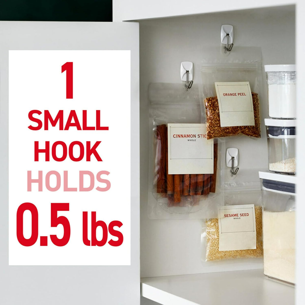 Command Small White Wire Hooks, 4 Hooks, 5 Strips