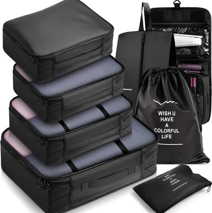 Fosmon 8 Piece Packing Cubes for Travel, Luggage Organizer Bags Set, Black