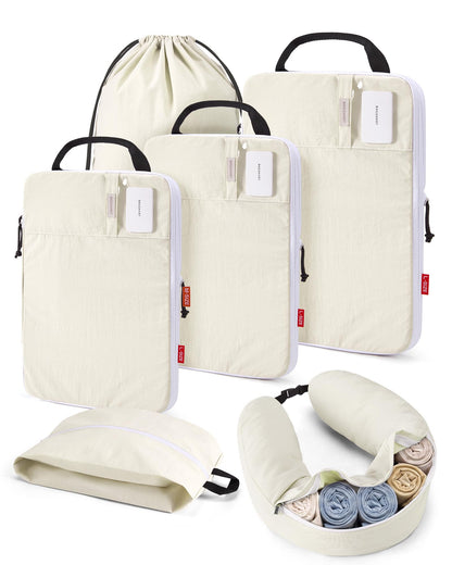 BAGSMART 6 Set Compression Packing Cubes with Fillable Neck Pillow