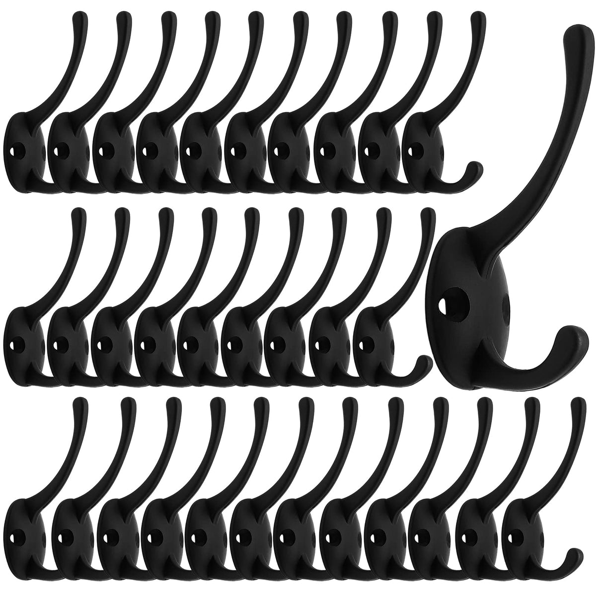 IBosins 12 Pack Antique Brass Double Coat Hooks Wall Mounted with 24 Screws