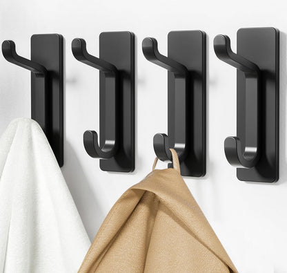 pickpiff 13LB Strong Stick-on Hooks for Coat & Towel, Black 6 Pack