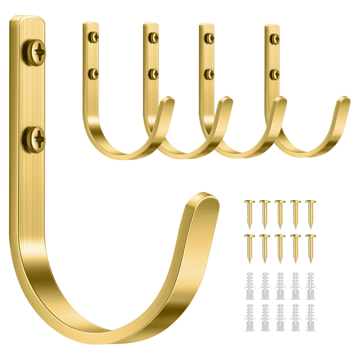 10-Pack 22LB Wall Hooks for Hanging Towel/Coat, Black