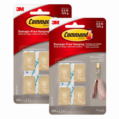 Command Small Bronze Hooks, 4 Hooks, 5 Strips