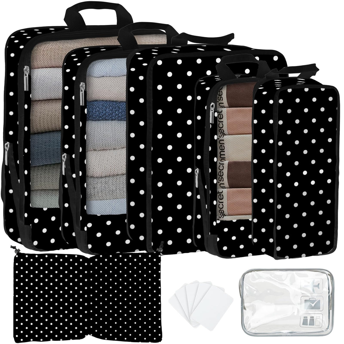 7 Pcs Compression Packing Cubes for Travel, Waterproof Suitcase Luggage Backpack Organizer with Toiletry Bag Travel Essentials for Women/Men-Leopard